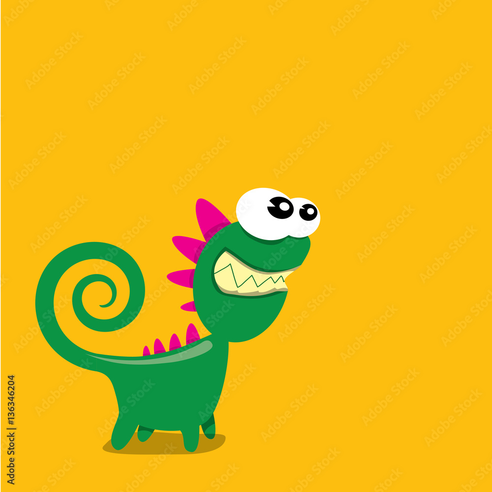 Fototapeta premium Vector cartoon funny dragon. Cartoon Dinosaur.