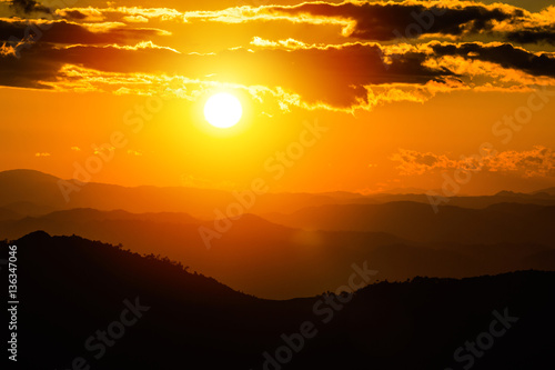 Beautiful sunrise and dramatic clouds on the sky,Sunrise