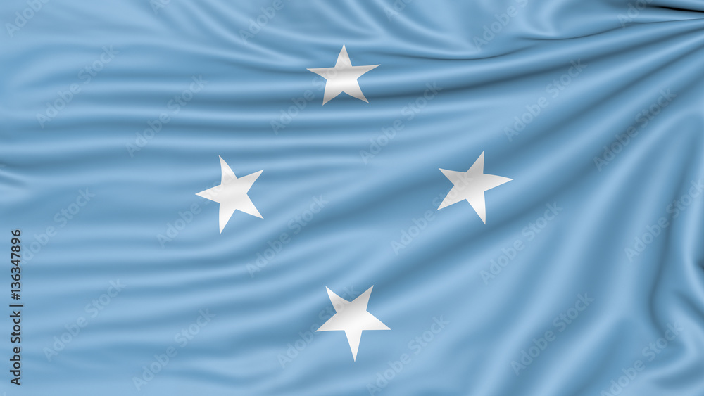 Flag of the Federated States of Micronesia, 3d illustration with fabric texture