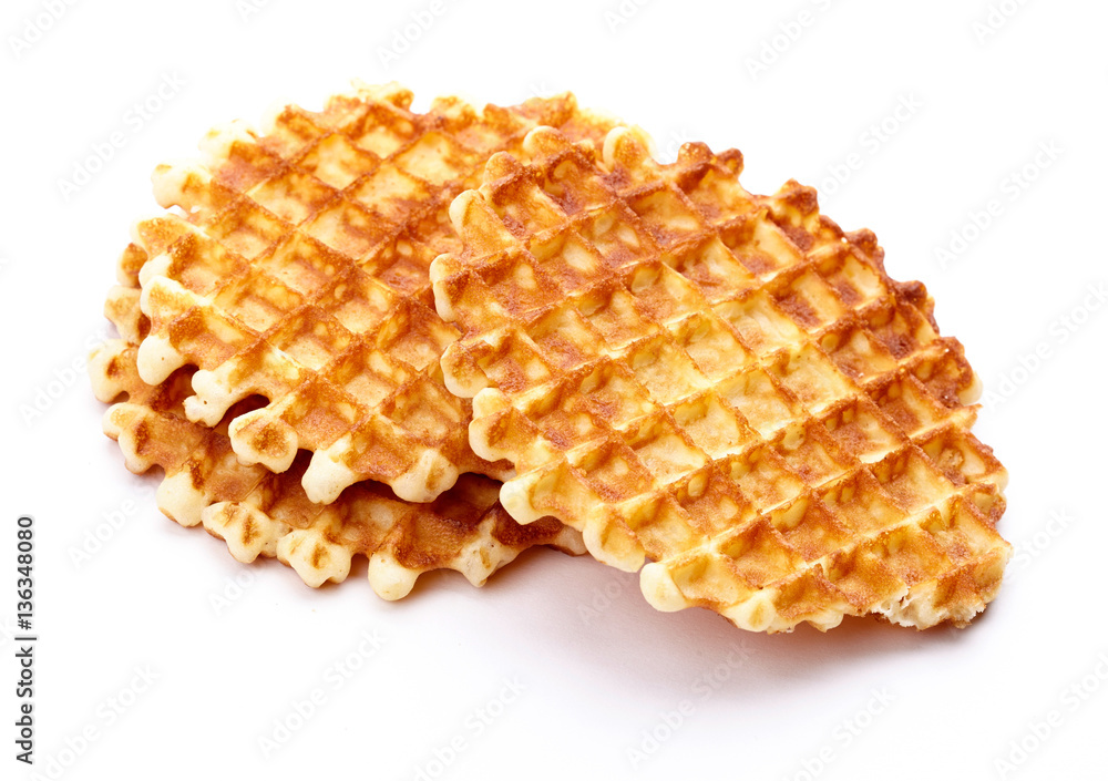 Freshly baked waffles isolated on white background. Top view. Freshly baked waffles isolated on white background. Top view.