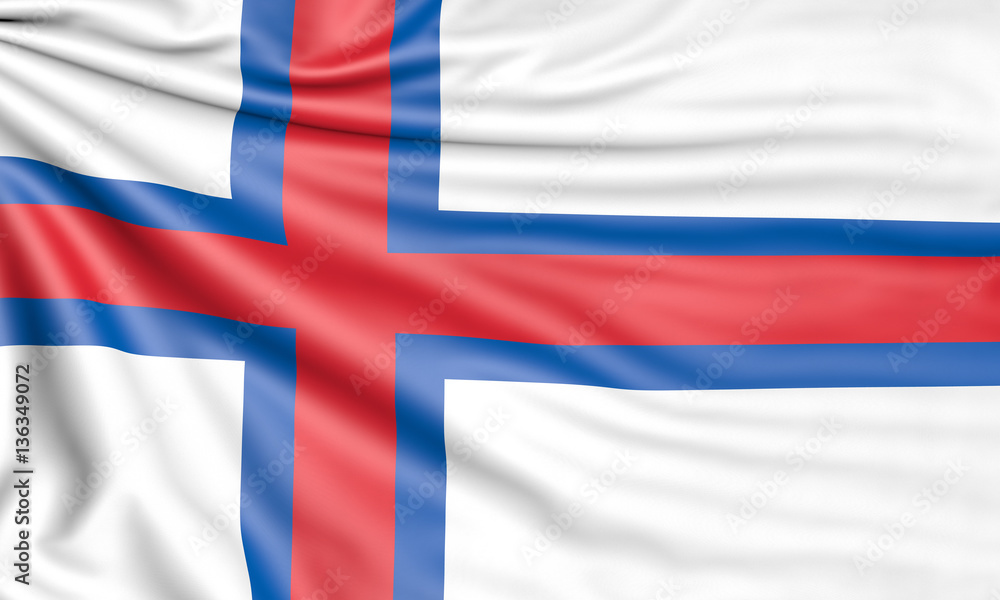 Fototapeta premium Flag of the Faroe Island, 3d illustration with fabric texture
