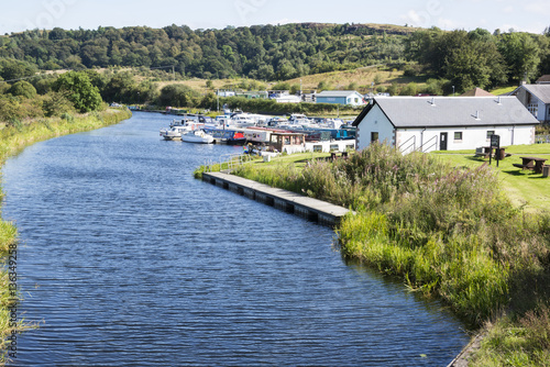 View of the Forth & Clyde canal at Auchenstarry Marina Scotland.  photo