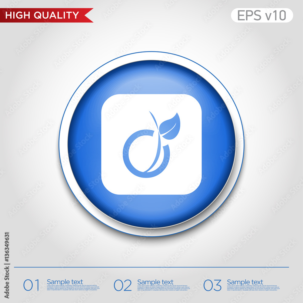 Peach icon. Button with peach icon. Modern UI vector. Peach icon. Button with peach icon. Modern UI vector.