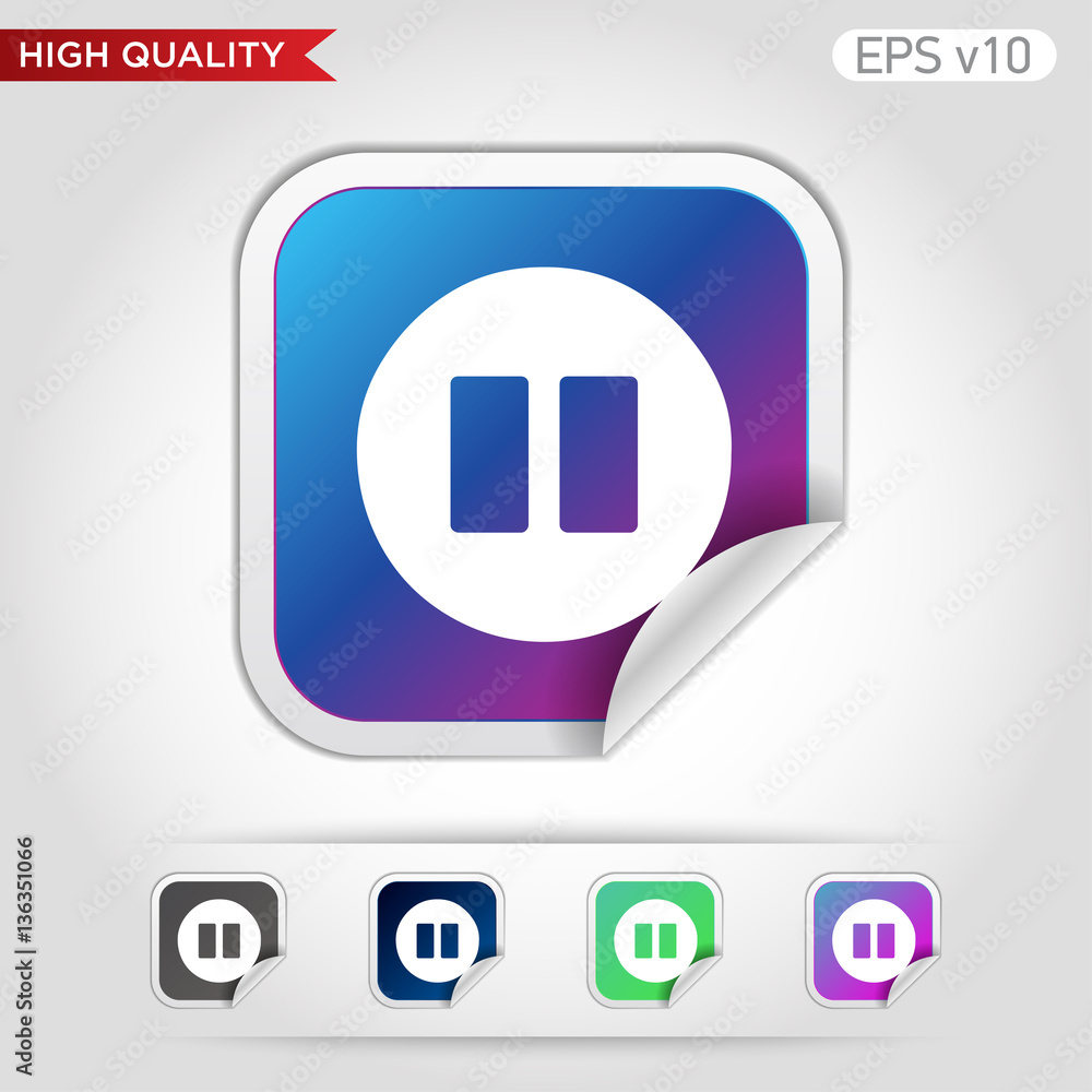 Pause icon. Button with pause icon. Modern UI vector. Pause icon. Button with pause icon. Modern UI vector.