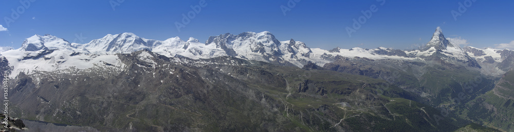 SCHWEIZ-ZERMATT-MONTE ROSA PANORAMA mit Matterhorn SCHWEIZ-ZERMATT-MONTE ROSA PANORAMA mit Matterhorn