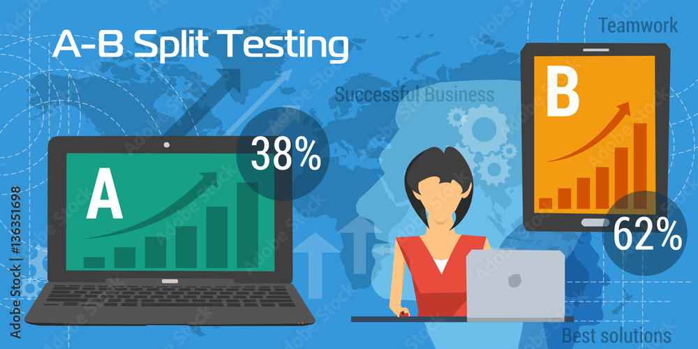 Blue background with A-B Split Testing Stock Vector | Adobe Stock