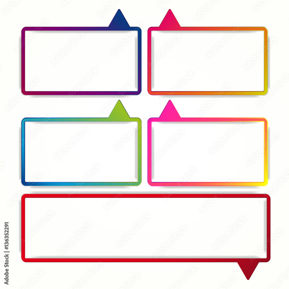 Colorful speech bubble frames on a white background. Colorful speech bubble frames on a white background.