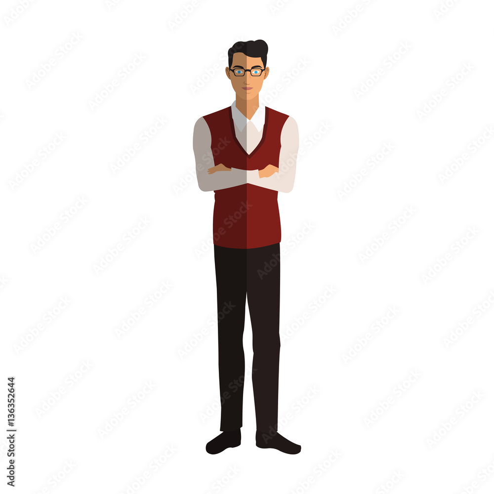 man cartoon with hipster style over white background. colorful design. vector illustration man cartoon with hipster style over white background. colorful design. vector illustration