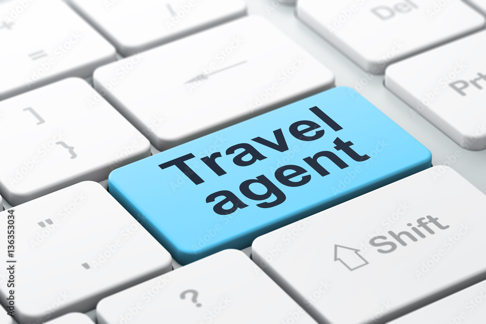 Vacation concept: Travel Agent on computer keyboard background Vacation concept: Travel Agent on computer keyboard background