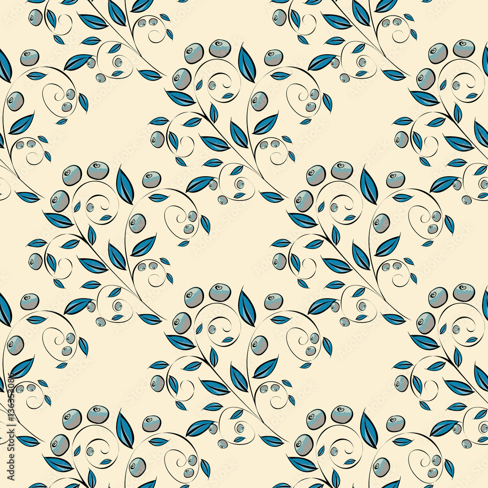  Abstract Berries seamless pattern. 