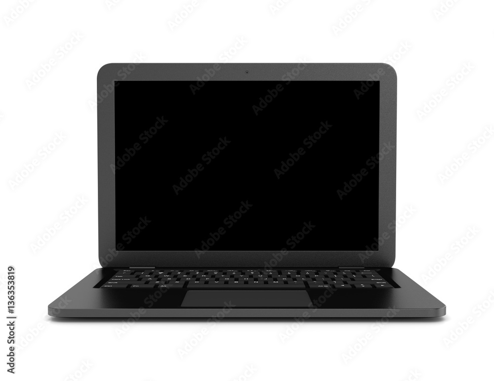 Black Notebook Computer on White Background Black Notebook Computer on White Background