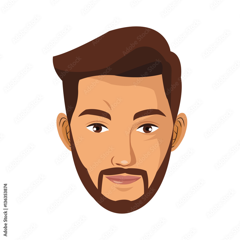 man with beard icon over white background. colorful design. vector illustration