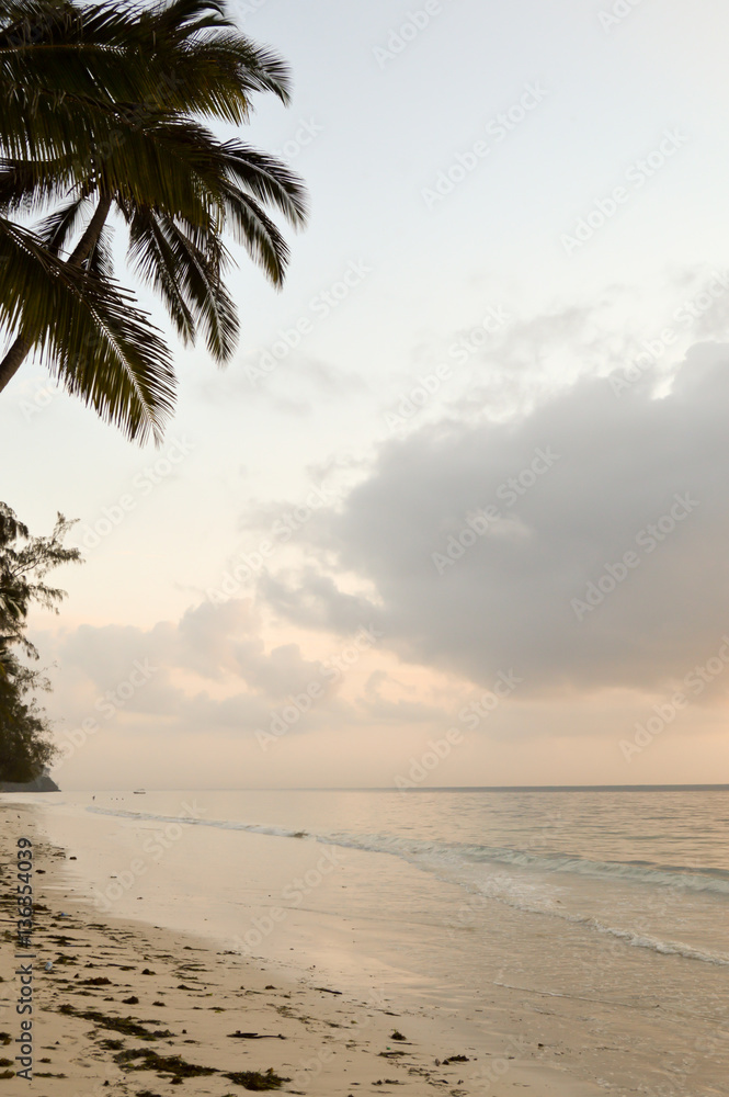 Fototapeta premium View of the beach and ocean at sunrise