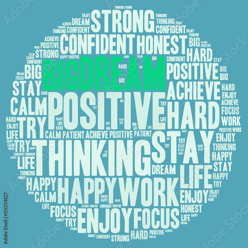 Dream Big and other positive words. Positive thinking, attitude concept.