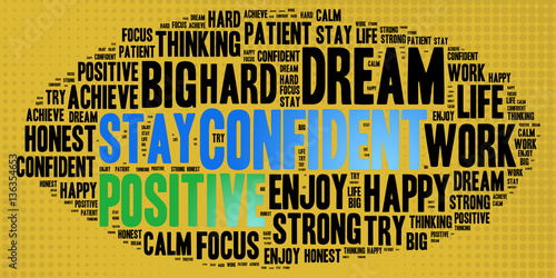 Confident and other positive words. Positive thinking, attitude concept.