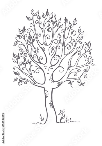 flat graphic vector illustration of an apple-tree
