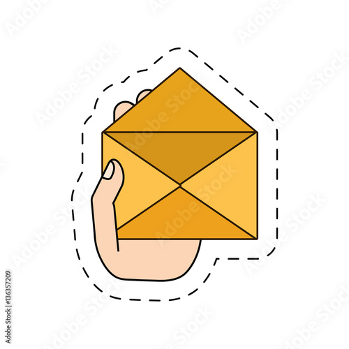 envelop in the hand icon image design, vector illustration