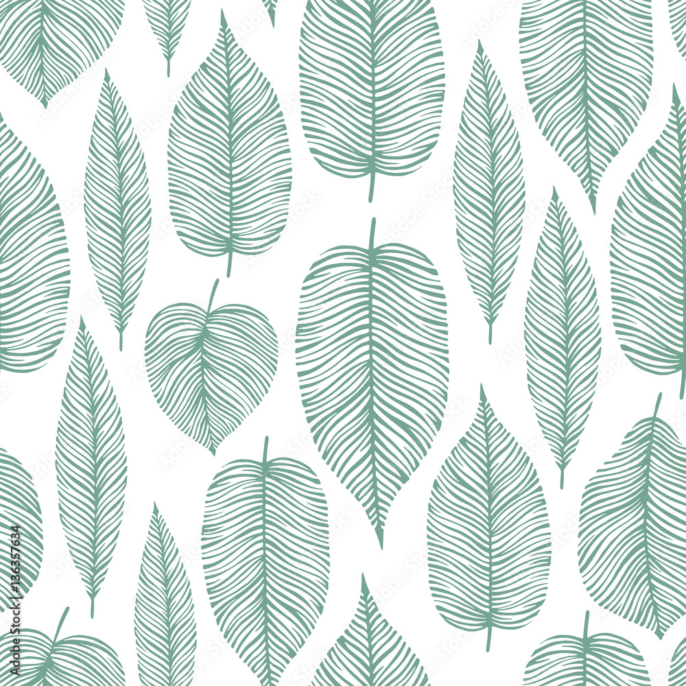 Fototapeta premium Seamless pattern with decorative leaves.