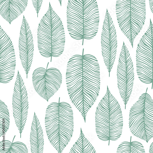 Seamless pattern with decorative leaves.