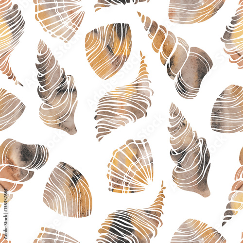 Seamless pattern with seashells.
