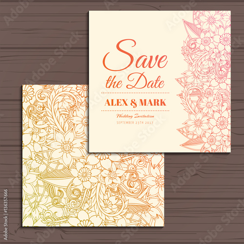 Wedding invitation card suite with flower Templates.Vector Illustration