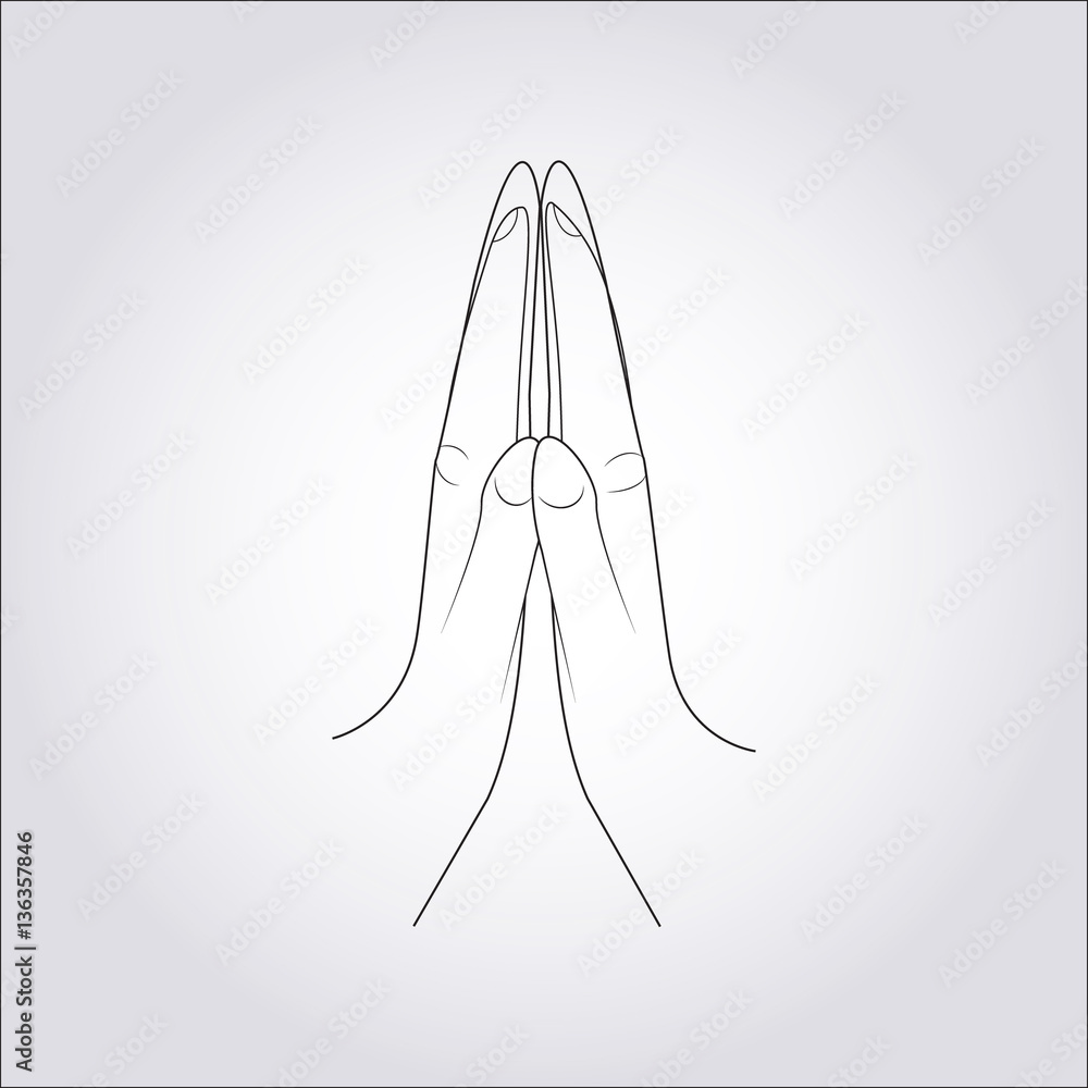 Praying hands icon on grey background, vector illustration. Flat design style Praying hands icon on grey background, vector illustration. Flat design style