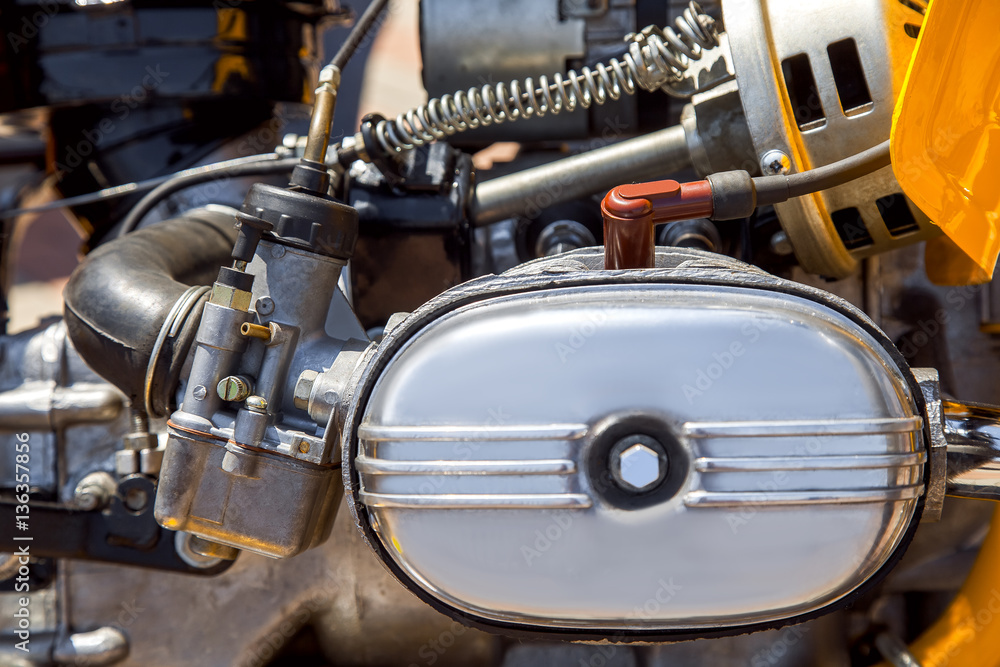 Opposite carburetor engine of the motorcycle. Opposite carburetor engine of the motorcycle.