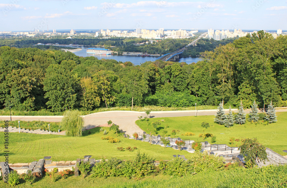 Park and panorama of Kiev, Ukraine