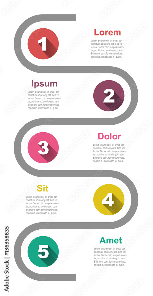 five step timeline vector infographic template five step timeline vector infographic template