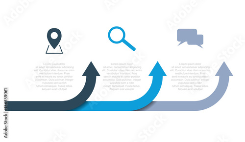three step arrow vector infographic template
