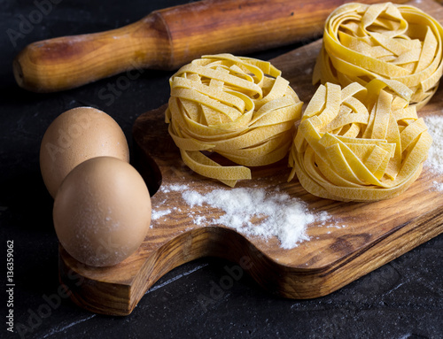 Raw italian pasta tagliatelle