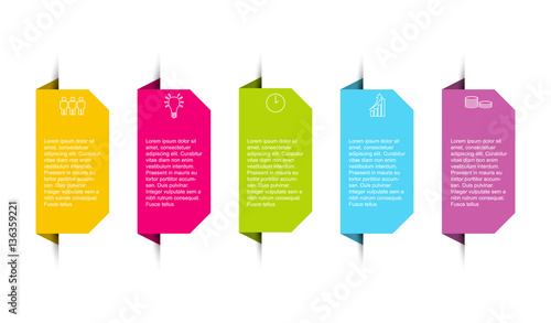 five step paper vector infographic template
