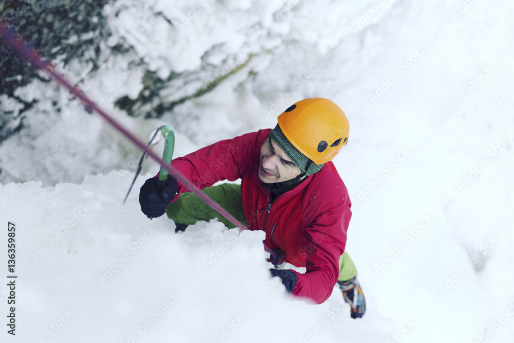 Ice climbing.