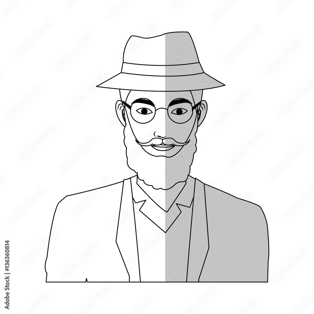 man with hipster style over white background. vector illustration