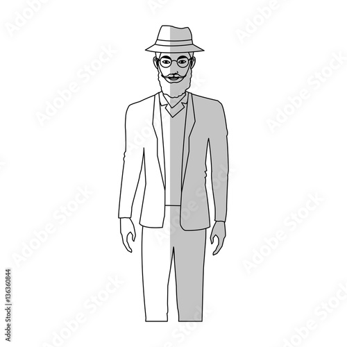 man with hipster style over white background. vector illustration