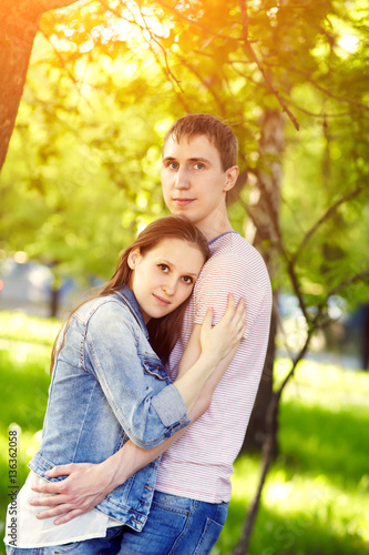 young couple in love outdoor © bakharev