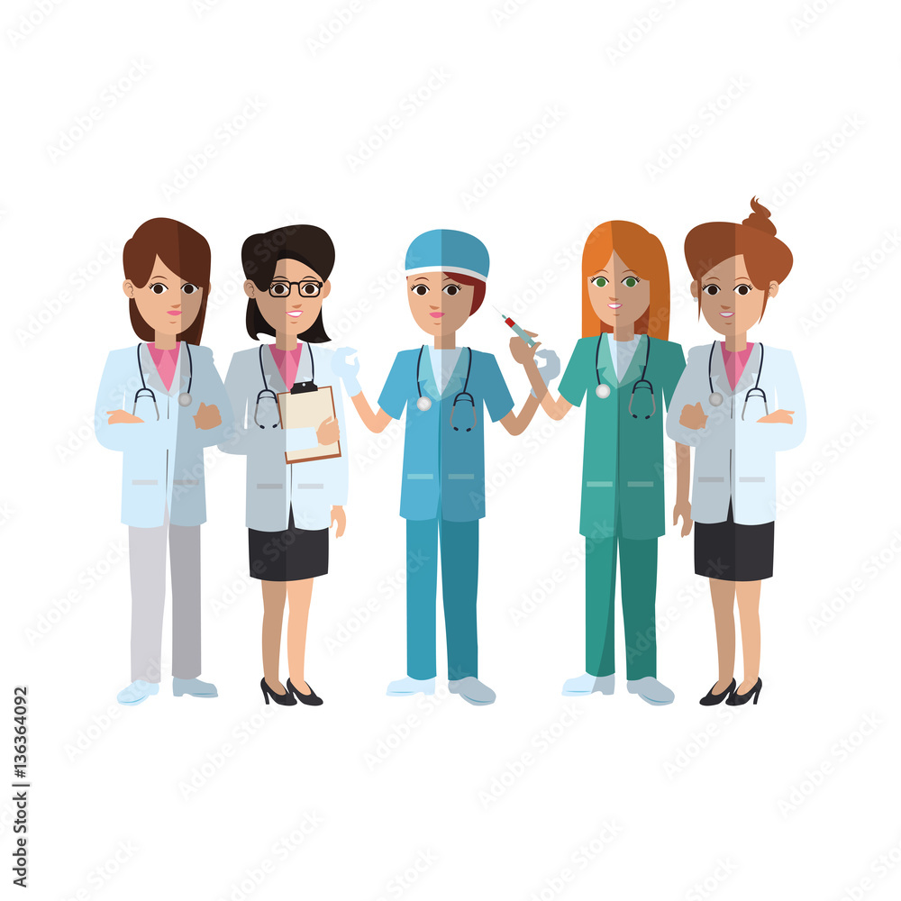 group of medical doctors and nurse over white background. colorful design. vector illustration group of medical doctors and nurse over white background. colorful design. vector illustration