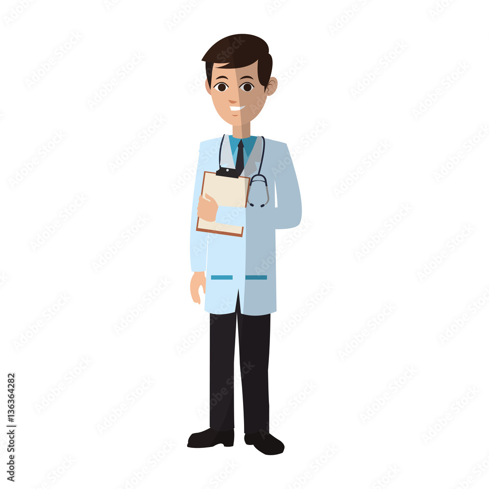 man medical doctor cartoon icon over white background. colorful desing. vector illustration man medical doctor cartoon icon over white background. colorful desing. vector illustration