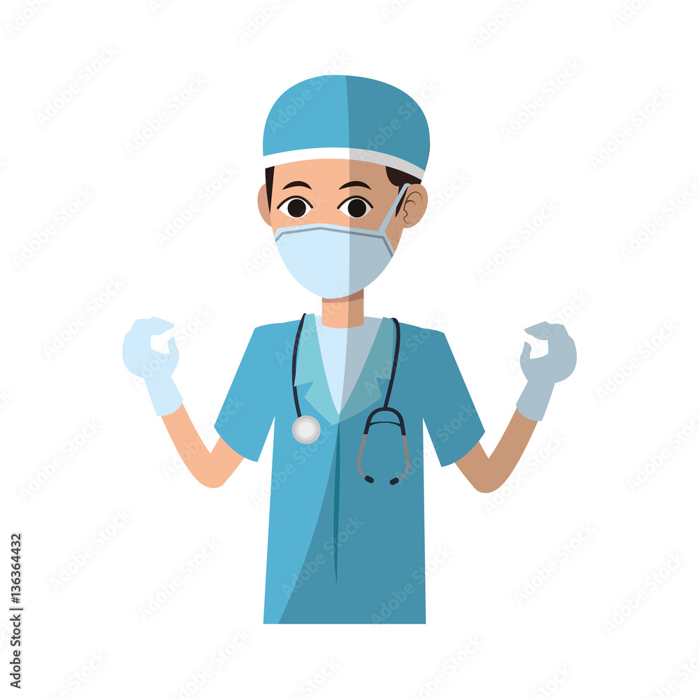 man medical nurse cartoon icon over white background. colorful desing. vector illustration man medical nurse cartoon icon over white background. colorful desing. vector illustration