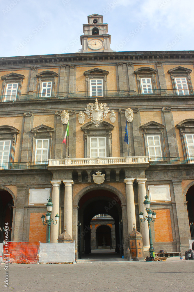 Royal Palace and Plebiscito square in Naples, Italy