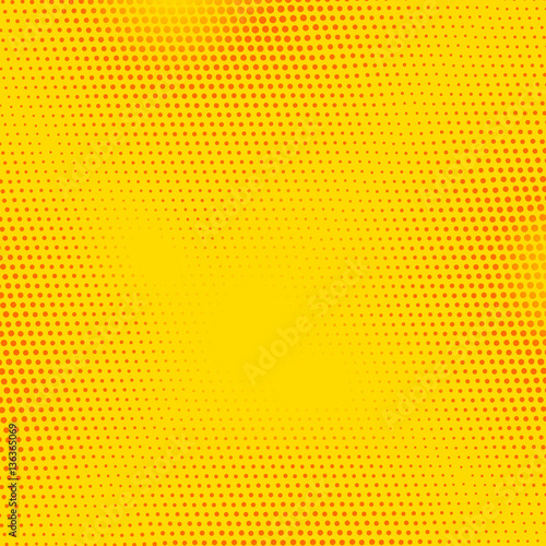 Red, Yellow vector pop art banner with halftone dots. Vintage retro comics background illustration