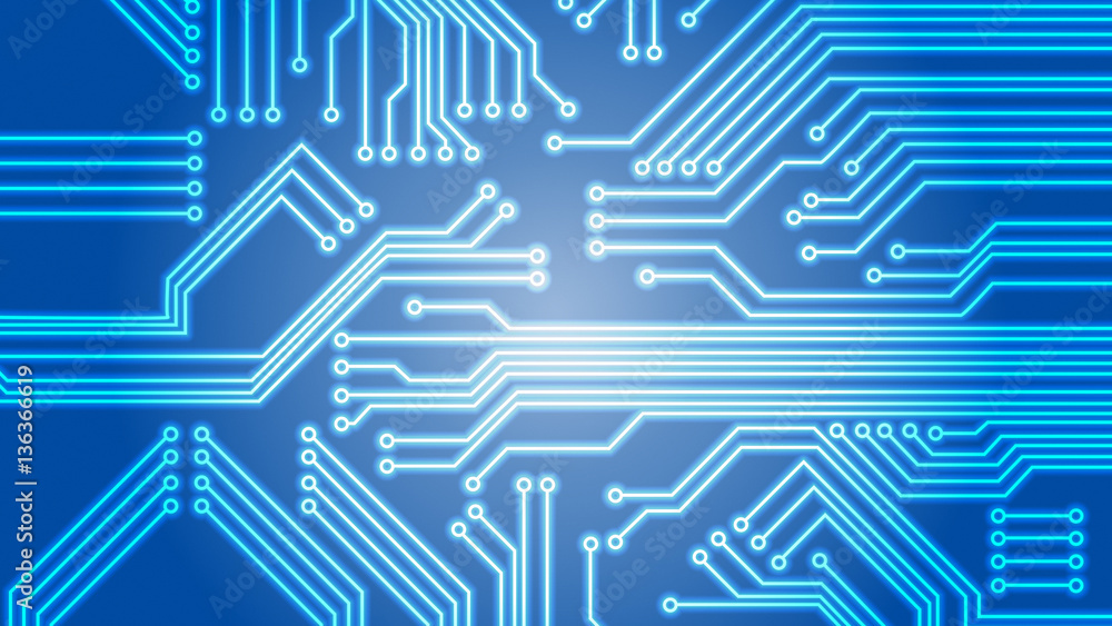 Fotografie Circuit Board Vector Illustration, detailed Light Background