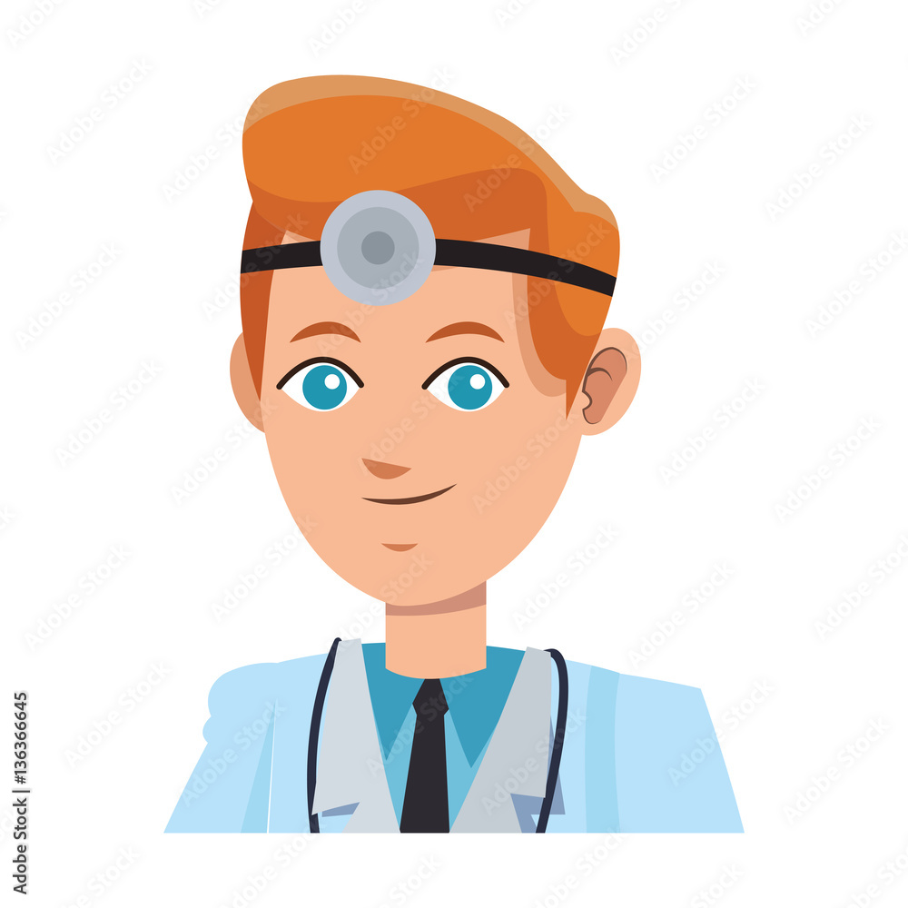 man medical doctor cartoon icon over white background. colorful desing. vector illustration