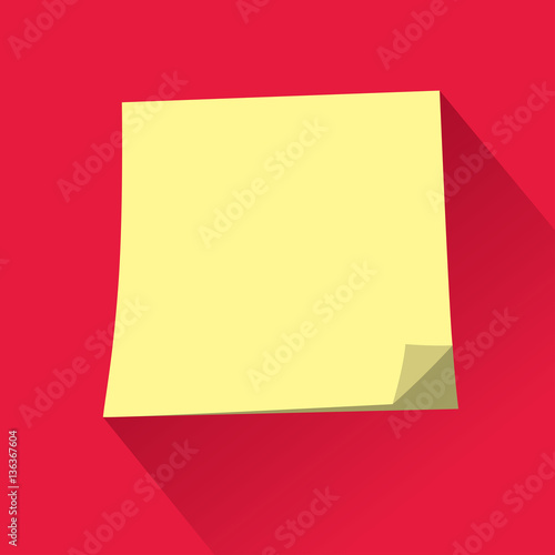 Empty Sticky paper note. Flat design with shadow