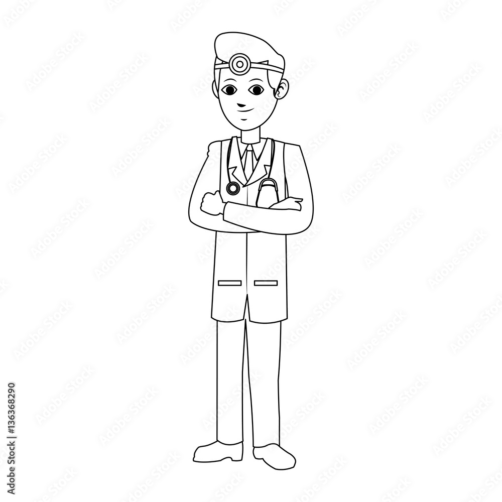 man medical doctor cartoon icon over white background. vector illustration man medical doctor cartoon icon over white background. vector illustration