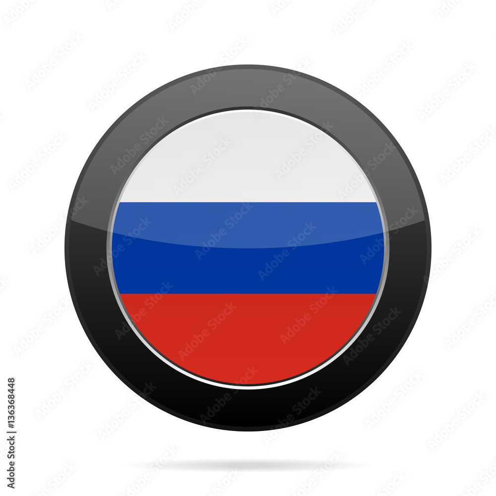 Flag of Russia. Shiny black round button. Flag of Russia. Shiny black round button.