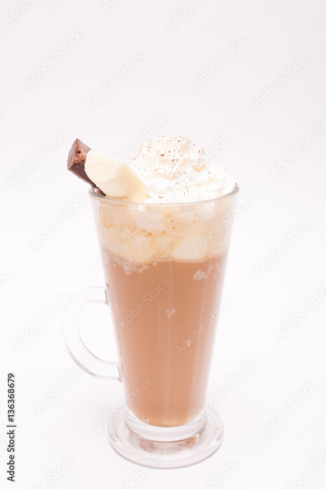 cappuccino in a glass on a white background cappuccino in a glass on a white background