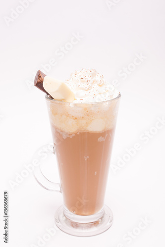 cappuccino in a glass on a white background 