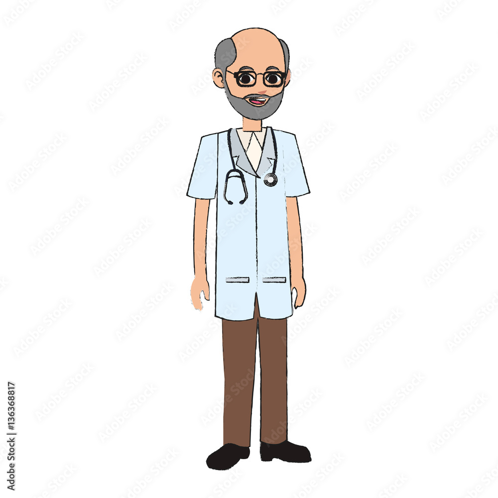 man medical doctor cartoon icon over white background. colorful design. vector illustration