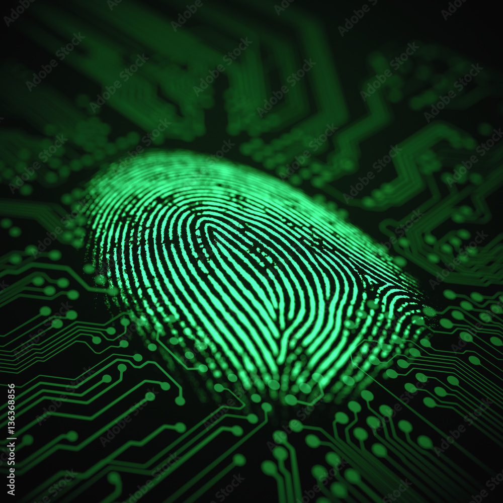 Fingerprint integrated in a printed circuit, releasing binary codes. Fingerprint integrated in a printed circuit, releasing binary codes.